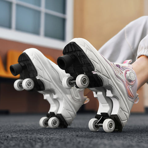 Roller skates, deformable shoes, four-wheel dual-purpose roller skates, double-row roller skates, ice skates