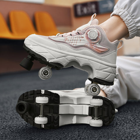 Roller skates, deformable shoes, four-wheel dual-purpose roller skates, double-row roller skates, ice skates
