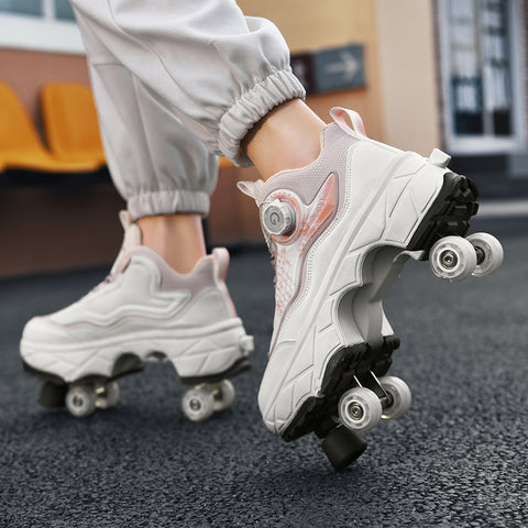 Roller skates, deformable shoes, four-wheel dual-purpose roller skates, double-row roller skates, ice skates
