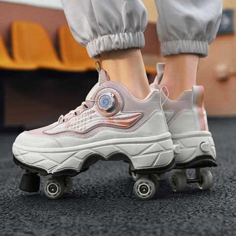 Roller skates, deformable shoes, four-wheel dual-purpose roller skates, double-row roller skates, ice skates
