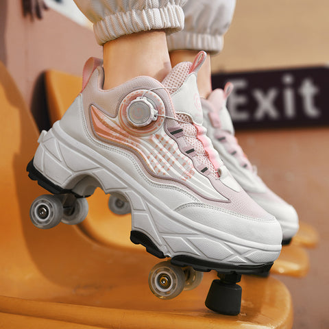Roller skates, deformable shoes, four-wheel dual-purpose roller skates, double-row roller skates, ice skates