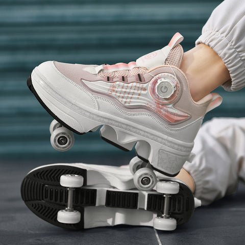 Roller skates, deformable shoes, four-wheel dual-purpose roller skates, double-row roller skates, ice skates