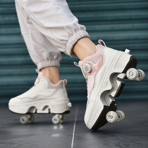 Roller skates, deformable shoes, four-wheel dual-purpose roller skates, double-row roller skates, ice skates
