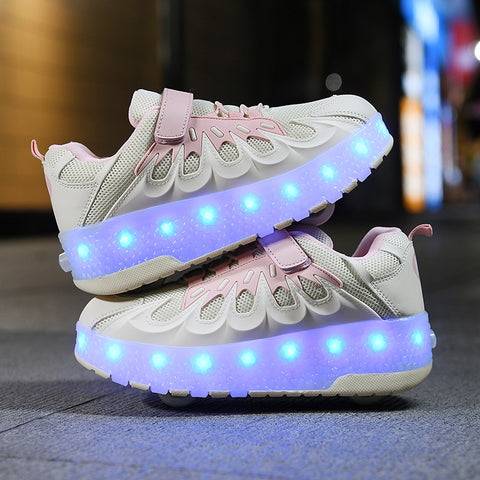 Cross-border supply of Heelys, rechargeable luminous shoes, LED lights, children's and adult roller skates with wheels