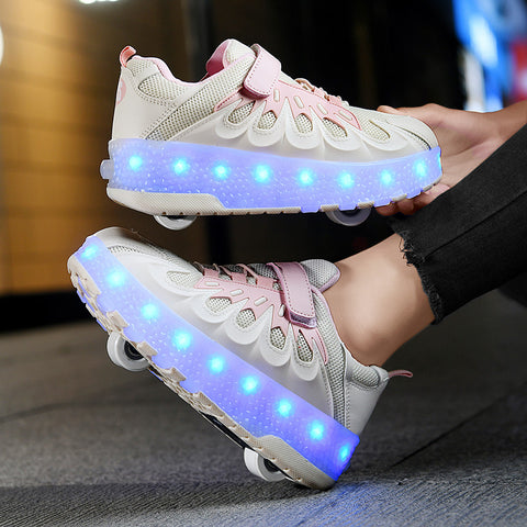 Cross-border supply of Heelys, rechargeable luminous shoes, LED lights, children's and adult roller skates with wheels