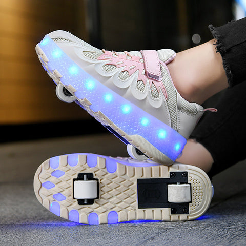 Cross-border supply of Heelys, rechargeable luminous shoes, LED lights, children's and adult roller skates with wheels