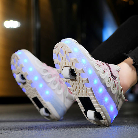 Cross-border supply of Heelys, rechargeable luminous shoes, LED lights, children's and adult roller skates with wheels