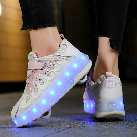 Cross-border supply of Heelys, rechargeable luminous shoes, LED lights, children's and adult roller skates with wheels
