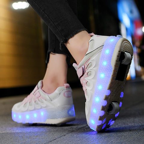 Cross-border supply of Heelys, rechargeable luminous shoes, LED lights, children's and adult roller skates with wheels