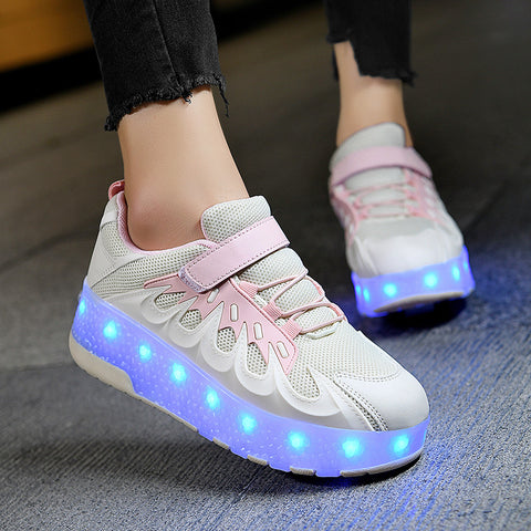Cross-border supply of Heelys, rechargeable luminous shoes, LED lights, children's and adult roller skates with wheels
