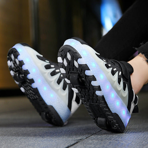 Cross-border supply of Heelys, rechargeable luminous shoes, LED lights, children's and adult roller skates with wheels