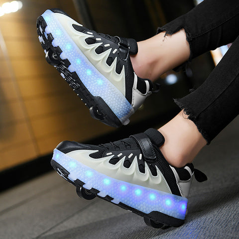 Cross-border supply of Heelys, rechargeable luminous shoes, LED lights, children's and adult roller skates with wheels
