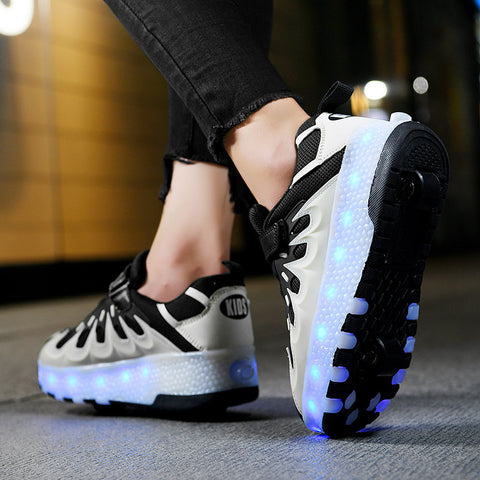 Cross-border supply of Heelys, rechargeable luminous shoes, LED lights, children's and adult roller skates with wheels
