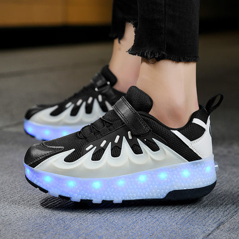 Cross-border supply of Heelys, rechargeable luminous shoes, LED lights, children's and adult roller skates with wheels