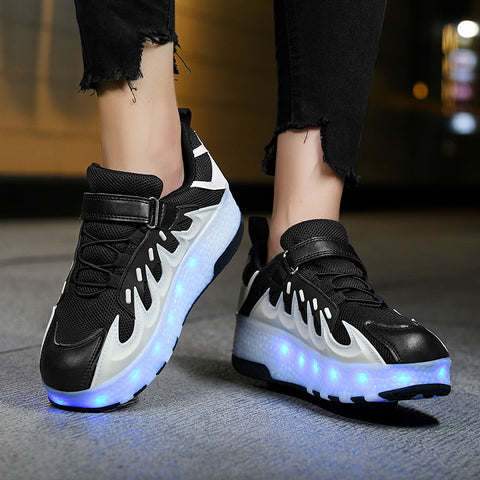 Cross-border supply of Heelys, rechargeable luminous shoes, LED lights, children's and adult roller skates with wheels
