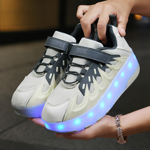 Cross-border supply of Heelys, rechargeable luminous shoes, LED lights, children's and adult roller skates with wheels