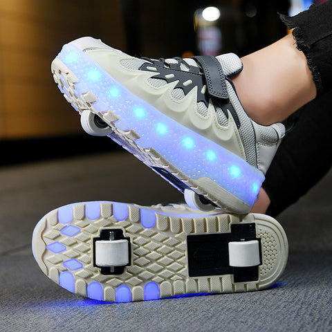 Cross-border supply of Heelys, rechargeable luminous shoes, LED lights, children's and adult roller skates with wheels