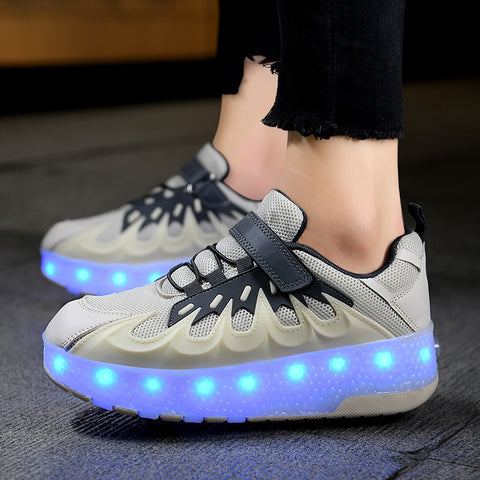 Cross-border supply of Heelys, rechargeable luminous shoes, LED lights, children's and adult roller skates with wheels