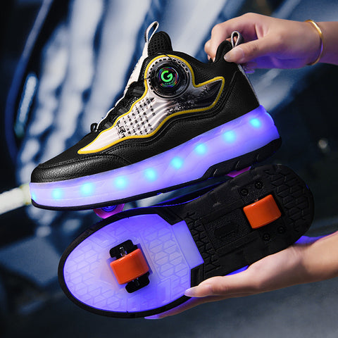 Children's roller skates, girls' shoes, double-wheel roller skates, students' invisible roller skates with wheels
