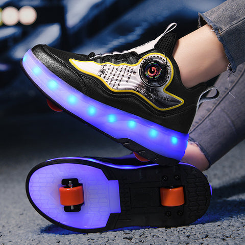 Children's roller skates, girls' shoes, double-wheel roller skates, students' invisible roller skates with wheels