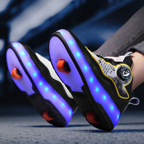 Children's roller skates, girls' shoes, double-wheel roller skates, students' invisible roller skates with wheels