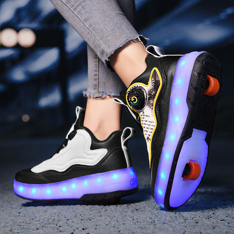 Children's roller skates, girls' shoes, double-wheel roller skates, students' invisible roller skates with wheels