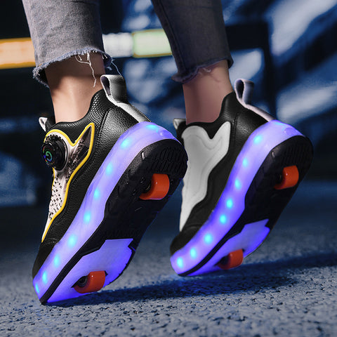 Children's roller skates, girls' shoes, double-wheel roller skates, students' invisible roller skates with wheels
