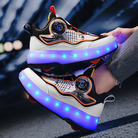 Children's roller skates, girls' shoes, double-wheel roller skates, students' invisible roller skates with wheels