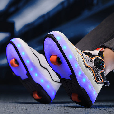 Children's roller skates, girls' shoes, double-wheel roller skates, students' invisible roller skates with wheels