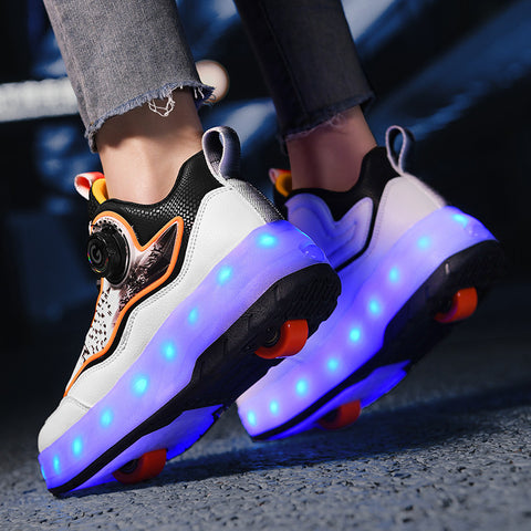 Children's roller skates, girls' shoes, double-wheel roller skates, students' invisible roller skates with wheels
