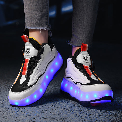 Children's roller skates, girls' shoes, double-wheel roller skates, students' invisible roller skates with wheels