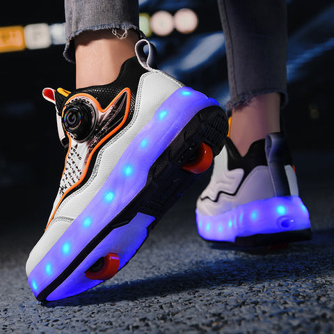Children's roller skates, girls' shoes, double-wheel roller skates, students' invisible roller skates with wheels