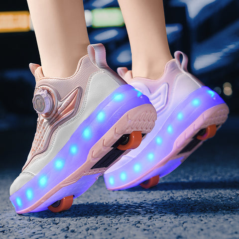 Children's roller skates, girls' shoes, double-wheel roller skates, students' invisible roller skates with wheels