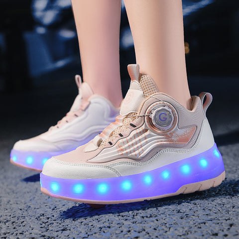 Children's roller skates, girls' shoes, double-wheel roller skates, students' invisible roller skates with wheels