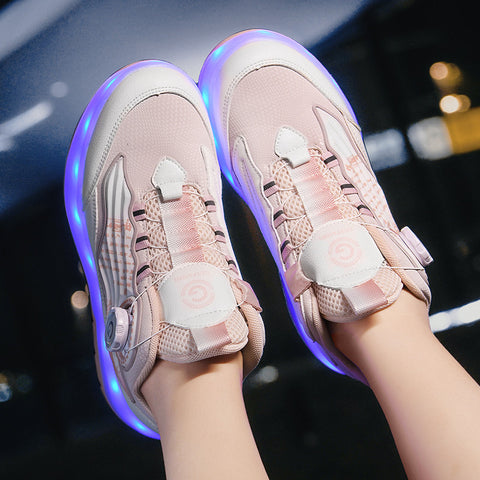 Children's roller skates, girls' shoes, double-wheel roller skates, students' invisible roller skates with wheels