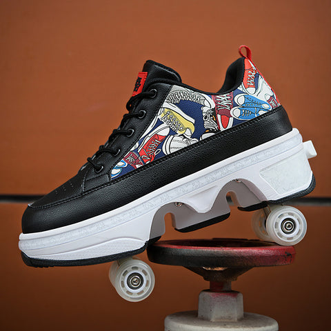 Deformed shoes, four-wheeled deformed roller skates, can walk and slide, roller skates for girls, roller skates