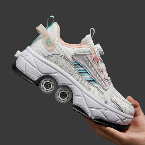 Roller skates, deformable shoes, four-wheel dual-purpose roller skates, double-row roller skates, ice skates