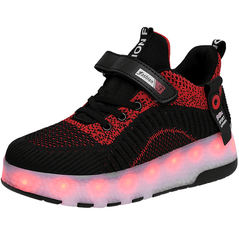 Cross-border running shoes rechargeable luminous shoes LED lights children's adult roller skates with wheels