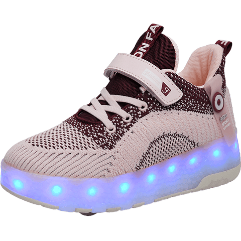 Cross-border running shoes rechargeable luminous shoes LED lights children's adult roller skates with wheels