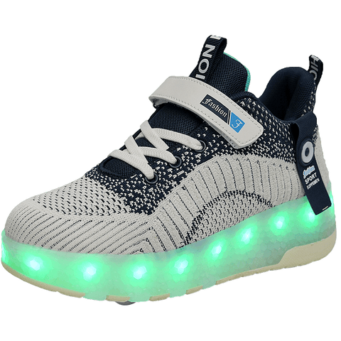Cross-border running shoes rechargeable luminous shoes LED lights children's adult roller skates with wheels