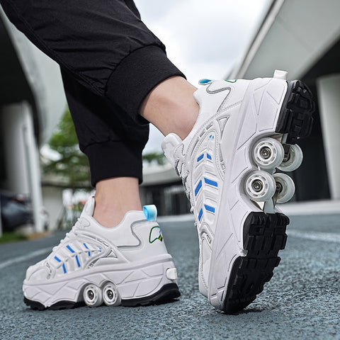 New four-wheeled roller skates with brakes for adults, running shoes, students, deformed shoes, boys' roller skates, girls' wheel shoes