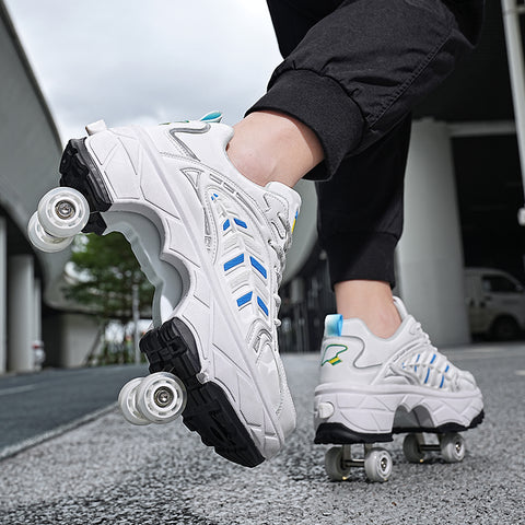 New four-wheeled roller skates with brakes for adults, running shoes, students, deformed shoes, boys' roller skates, girls' wheel shoes