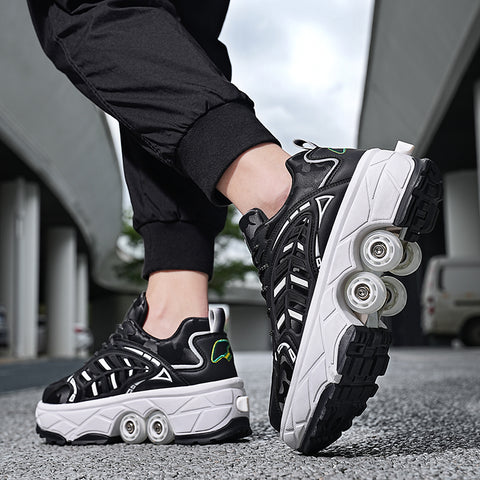 New four-wheeled roller skates with brakes for adults, running shoes, students, deformed shoes, boys' roller skates, girls' wheel shoes