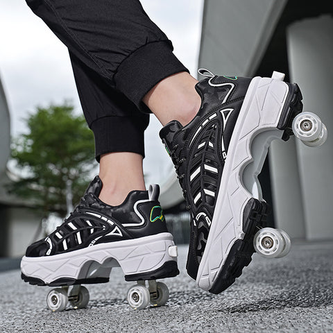 New four-wheeled roller skates with brakes for adults, running shoes, students, deformed shoes, boys' roller skates, girls' wheel shoes