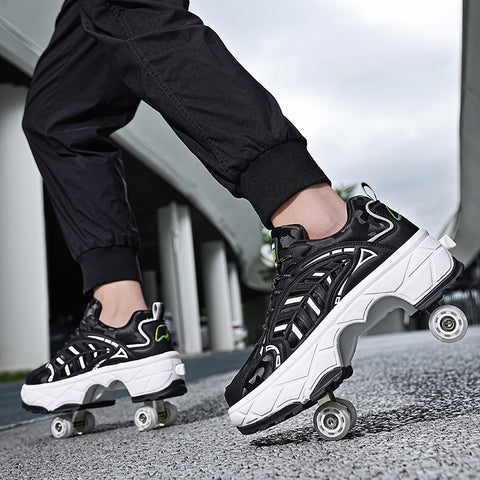 New four-wheeled roller skates with brakes for adults, running shoes, students, deformed shoes, boys' roller skates, girls' wheel shoes
