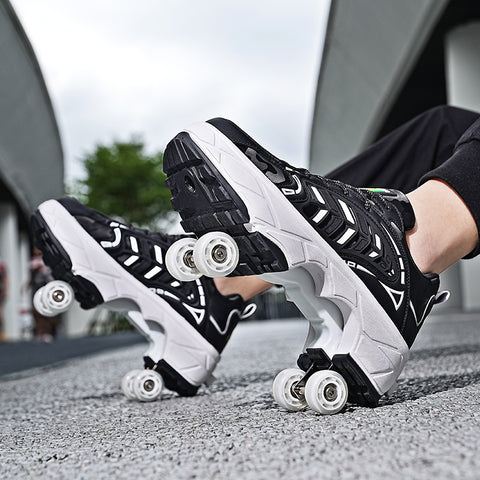New four-wheeled roller skates with brakes for adults, running shoes, students, deformed shoes, boys' roller skates, girls' wheel shoes