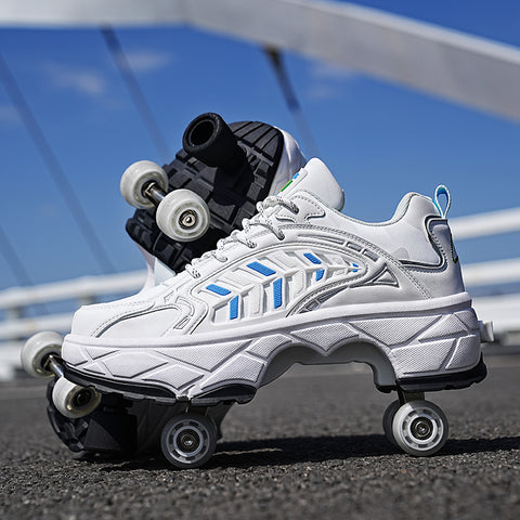New four-wheeled roller skates with brakes for adults, running shoes, students, deformed shoes, boys' roller skates, girls' wheel shoes