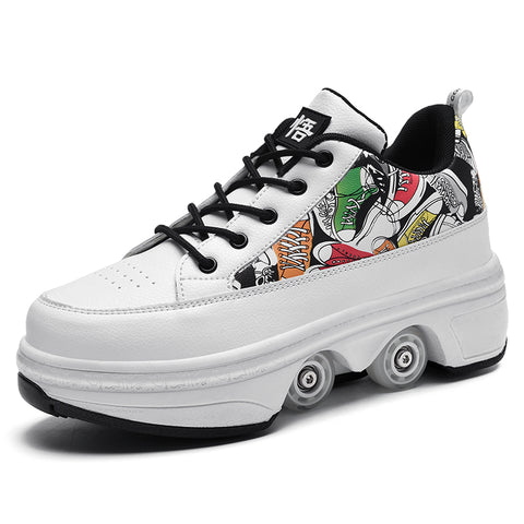 Deformed shoes, four-wheeled deformed roller skates, can walk and slide, roller skates for girls, roller skates