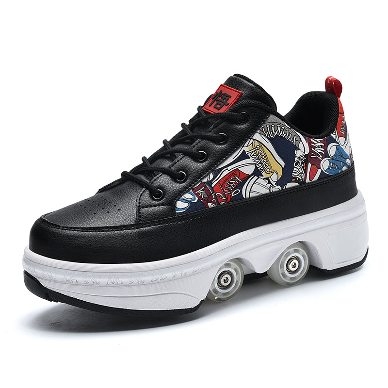 Deformed shoes, four-wheeled deformed roller skates, can walk and slide, roller skates for girls, roller skates