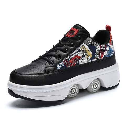 Deformed shoes, four-wheeled deformed roller skates, can walk and slide, roller skates for girls, roller skates